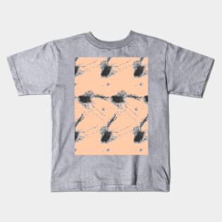 Gray abstraction on a beige background, spider web Kids T-Shirt